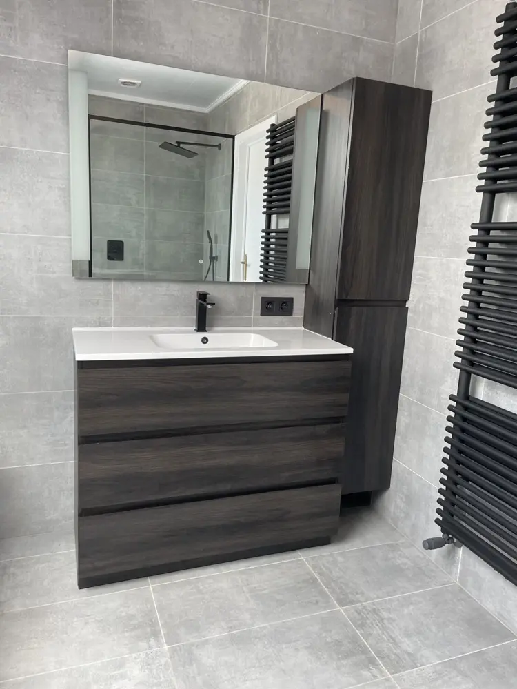 Badkamermeubel met lavabo en spiegel